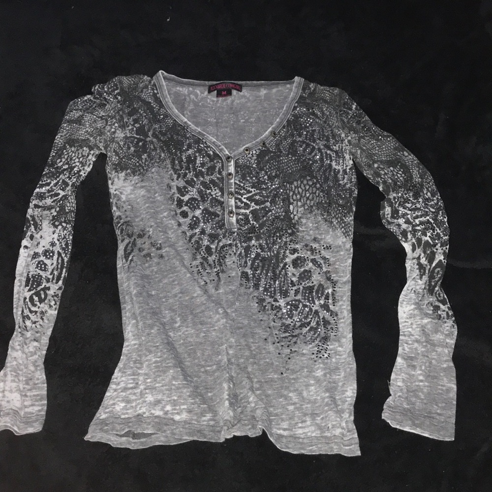 rock and roll cowgirl print with gems medium